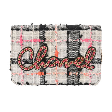 シャネル CHANEL19 チェーンウォレット Sマーク ピンク AP1437 ツイード レディース バッグ 【中古】【bag】