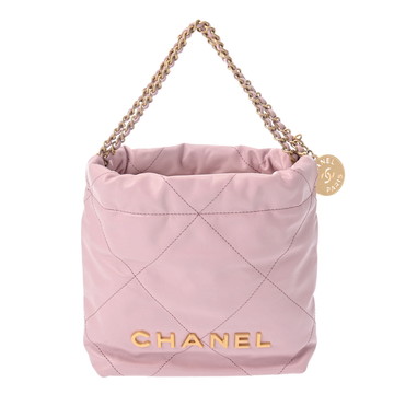 シャネル ミニ ハンドバッグ CHANEL22 ピンク AS3980 シャイニーカーフスキン レディース バッグ 【中古】【bag】