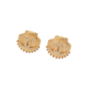 シャネル シェルモチーフ ゴールド/ホワイト/ピンク GP/ラインストーン レディース ジュエリー 【中古】【jewelry】