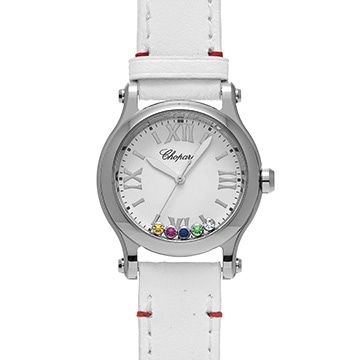 ショパール ハッピースポーツ 30MM 日本限定 278590-3009 ホワイト/ダイヤモンド/ルビー/ツァボライト/サファイア レディース 時計 【中古】【wristwatch】