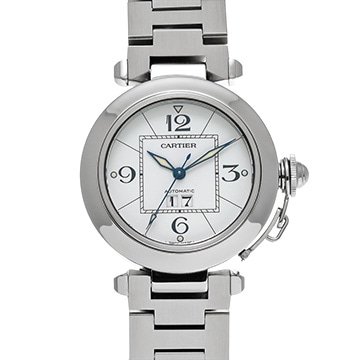 カルティエ パシャC ビッグデイト W31055M7 ホワイト ユニセックス 時計 【中古】【wristwatch】