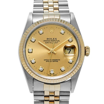 ロレックス デイトジャスト 16233G シャンパン/ダイヤモンド メンズ 時計 【中古】【wristwatch】