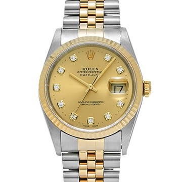 ロレックス デイトジャスト 16233G シャンパン/ダイヤモンド メンズ 時計 【中古】【wristwatch】