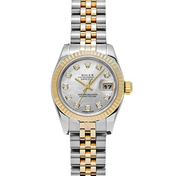 ロレックス デイトジャスト 179173NG ホワイトシェル/ダイヤモンド レディース 時計 【中古】【wristwatch】