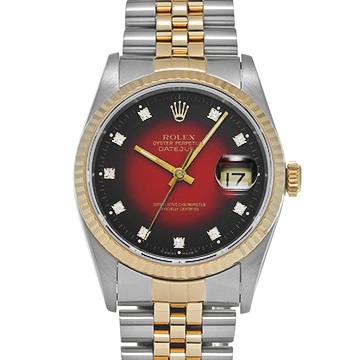 ロレックス デイトジャスト 16233G チェリー・グラデーション/ダイヤモンド メンズ 時計 【中古】【wristwatch】