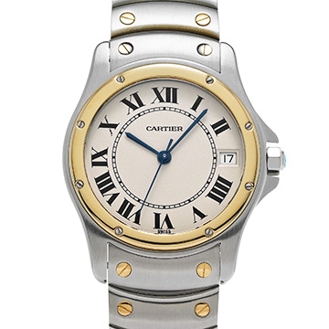 カルティエ サントスクーガー LM W20036R3 アイボリー メンズ 時計 【中古】【wristwatch】