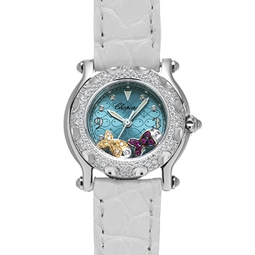 ショパール ハッピースポーツ ハッピーフィッシュ 27/8938 ブルー/ルビー/イエローサファイア レディース 時計 【中古】【wristwatch】