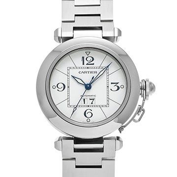 カルティエ パシャC ビッグデイト W31055M7 ホワイト ユニセックス 時計 【中古】【wristwatch】