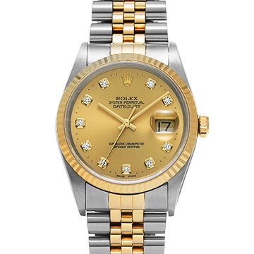 ロレックス デイトジャスト 16233G シャンパン/ダイヤモンド メンズ 時計 【中古】【wristwatch】