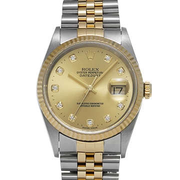 ロレックス デイトジャスト 16233G シャンパン/ダイヤモンド メンズ 時計 【中古】【wristwatch】