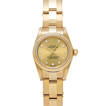 ロレックス オイスターパーペチュアル 76198G シャンパン/ダイヤモンド レディース 時計 【中古】【wristwatch】
