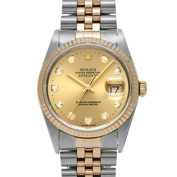 ロレックス デイトジャスト 16233G シャンパン/ダイヤモンド メンズ 時計 【中古】【wristwatch】