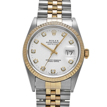ロレックス デイトジャスト 16233G ホワイト/ダイヤモンド メンズ 時計 【中古】【wristwatch】