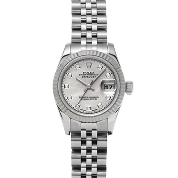 ロレックス デイトジャスト 179174NG ホワイトシェル/ダイヤモンド レディース 時計 【中古】【wristwatch】