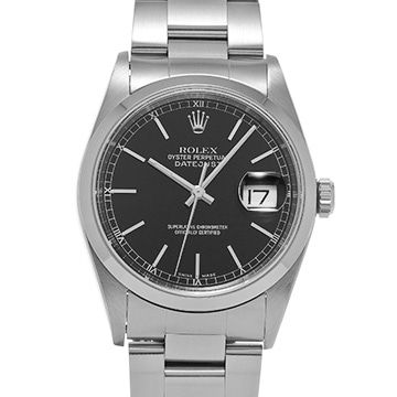 ロレックス デイトジャスト 16200 ブラック メンズ 時計 【中古】【wristwatch】