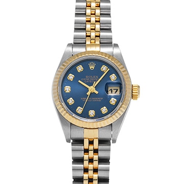 ロレックス デイトジャスト 69173G ブルー/ダイヤモンド レディース 時計 【中古】【wristwatch】