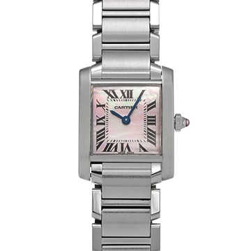 カルティエ タンク フランセーズ SM W51028Q3 ピンクシェル レディース 時計 【中古】【wristwatch】