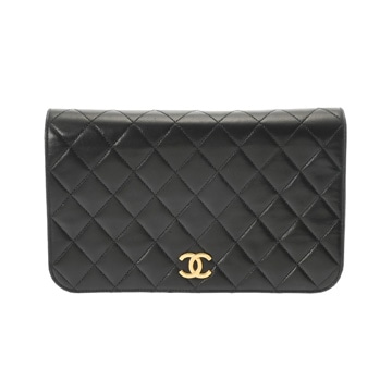 シャネル マトラッセ プッシュロックチェーンショルダー ブラック ラムスキン レディース バッグ 【中古】【bag】
