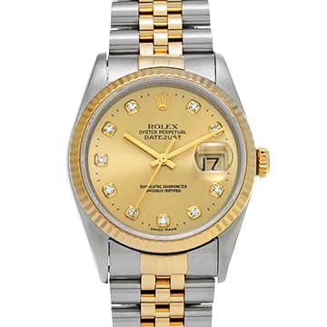 ロレックス デイトジャスト 16233G シャンパン/ダイヤモンド メンズ 時計 【中古】【wristwatch】