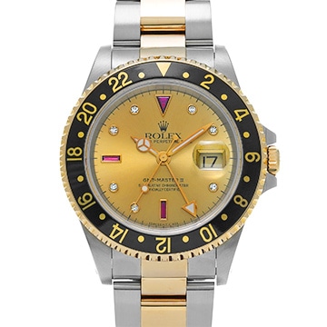 ロレックス GMTマスターII 16713 シャンパン/ダイヤモンド/ルビー メンズ 時計 【中古】【wristwatch】