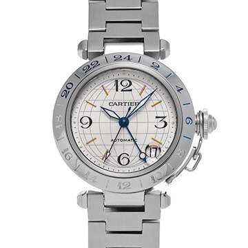 カルティエ パシャC メリディアン GMT W31029M7 シルバー ユニセックス 時計 【中古】【wristwatch】