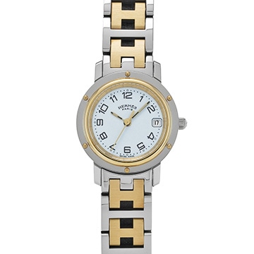 エルメス クリッパー CL4.220 ホワイト レディース 時計 【中古】【wristwatch】