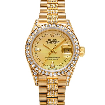 ロレックス デイトジャスト 69158N2BR イエローシェル/ダイヤモンド レディース 時計 【中古】【wristwatch】