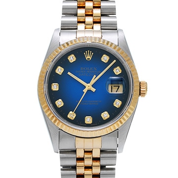 ロレックス デイトジャスト 16233G ブルー・グラデーション/ダイヤモンド メンズ 時計 【中古】【wristwatch】