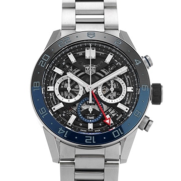 タグ ホイヤー カレラ キャリバーホイヤー02 クロノグラフ GMT CBG2A1Z.BA0658 ブラック メンズ 時計 【中古】【wristwatch】