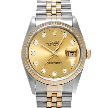 ロレックス デイトジャスト 16233G シャンパン/ダイヤモンド メンズ 時計 【中古】【wristwatch】