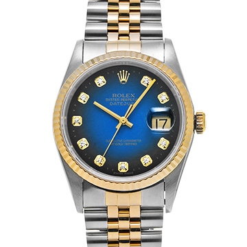 ロレックス デイトジャスト 16233G ブルー・グラデーション/ダイヤモンド メンズ 時計 【中古】【wristwatch】