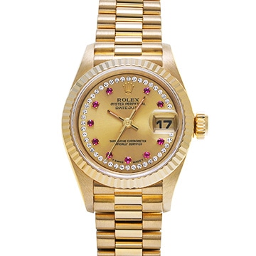 ロレックス デイトジャスト 69178LR シャンパン/ミリヤードダイヤモンド/ルビー レディース 時計 【中古】【wristwatch】