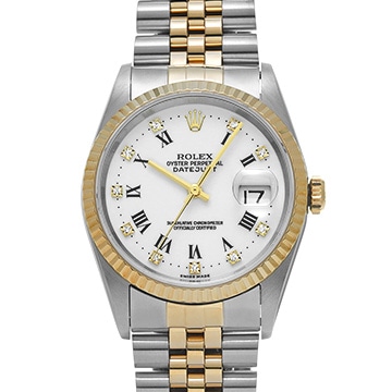 ロレックス デイトジャスト 16233G ホワイト/ダイヤモンド メンズ 時計 【中古】【wristwatch】