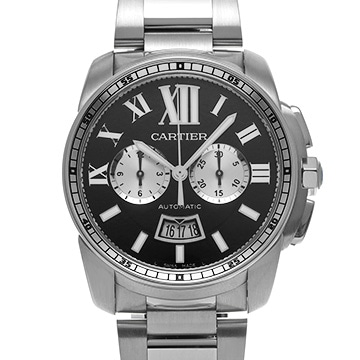 カルティエ カリブル ドゥ カルティエ クロノグラフ W7100061 ブラック/シルバー メンズ 時計 【中古】【wristwatch】