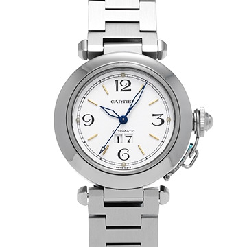 カルティエ パシャC ビッグデイト W31044M7 ホワイト ユニセックス 時計 【中古】【wristwatch】