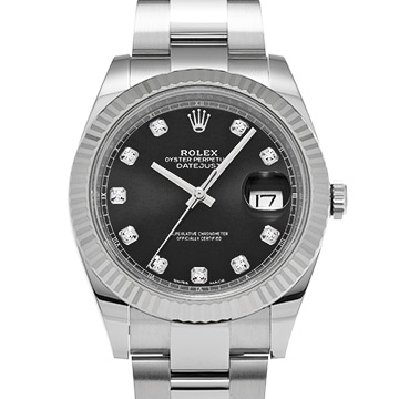 ロレックス デイトジャスト 41 126334G ブライトブラック/ダイヤモンド メンズ 時計 【中古】【wristwatch】