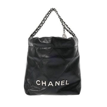 シャネル ミニ ハンドバッグ CHANEL22 ブラック AS3980 シャイニーカーフスキン レディース バッグ 【未使用】【bag】