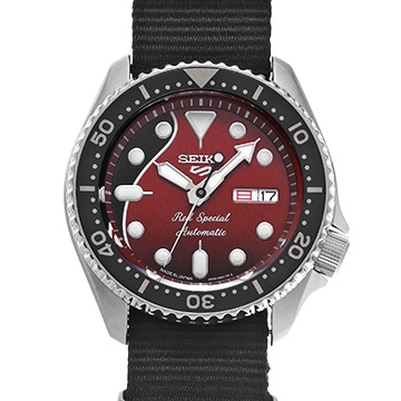 セイコー 5スポーツ ブライアン・メイ コラボレーションモデル SBSA073 レッド/ブラック メンズ 時計 【中古】【wristwatch】