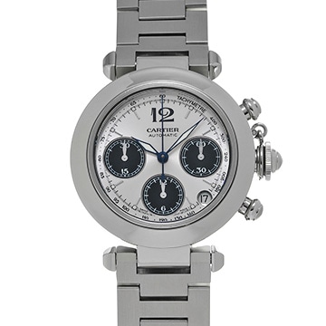 カルティエ パシャC クロノグラフ W31048M7 シルバー/ブラック メンズ 時計 【中古】【wristwatch】