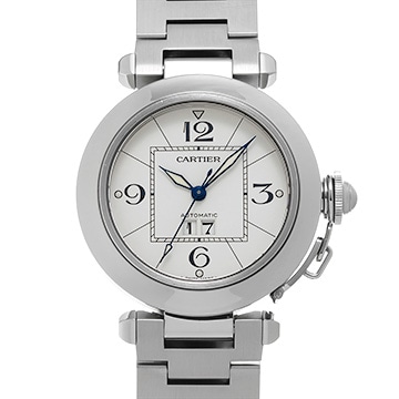 カルティエ パシャC ビッグデイト W31055M7 ホワイト ユニセックス 時計 【中古】【wristwatch】