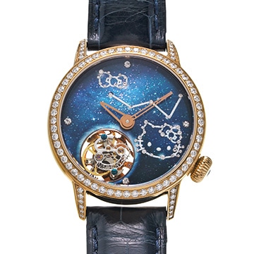 メモリジン ハローキティ・コスモトゥールビヨン 4.89E+12 ブルー/ダイヤモンド レディース 時計 【中古】【wristwatch】