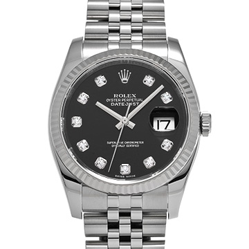 ロレックス デイトジャスト 116234G ブラック/ダイヤモンド メンズ 時計 【中古】【wristwatch】