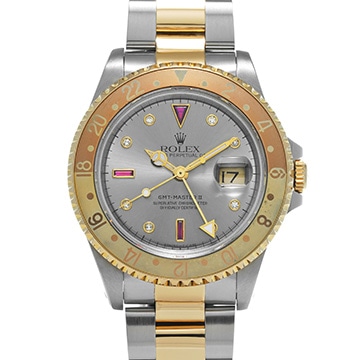 ロレックス GMTマスターII 16713RG グレー/ダイヤモンド/ルビー メンズ 時計 【中古】【wristwatch】