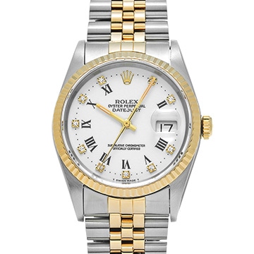 ロレックス デイトジャスト 16233G ホワイト/ダイヤモンド メンズ 時計 【中古】【wristwatch】