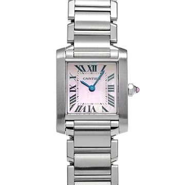 カルティエ タンク フランセーズ SM W51028Q3 ピンクシェル レディース 時計 【中古】【wristwatch】