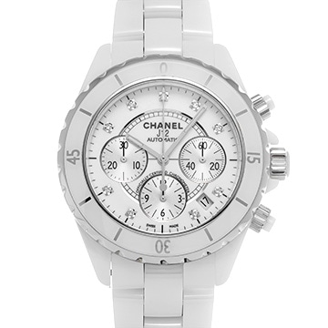シャネル J12 クロノグラフ 41MM H2009 ホワイトラッカー/シルバー/ダイヤモンド メンズ 時計 【中古】【wristwatch】