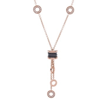 ブルガリ B.ZERO1 エレメント ネックレス ゴールド K18ピンクゴールド PG/ブラックセラミック レディース ジュエリー 【中古】【jewelry】