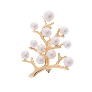 ミキモト 幸福の木 ブローチ ゴールド PB-357K K18イエローゴールド YG/パール レディース ジュエリー 【中古】【jewelry】