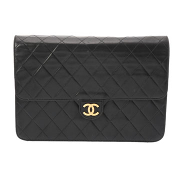 シャネル マトラッセ プッシュロックチェーンショルダー 25 ブラック ラムスキン レディース バッグ 【中古】【bag】