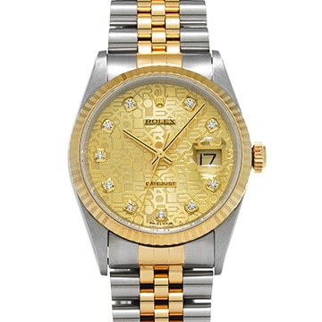 ロレックス デイトジャスト 16233G シャンパンコンピュータ/ダイヤモンド メンズ 時計 【中古】【wristwatch】